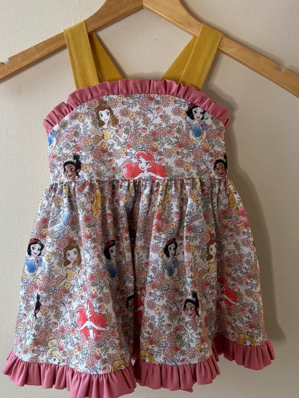 Toddler Girls Floral Princess Top Dress Handmade Boutique Disney Princess Print